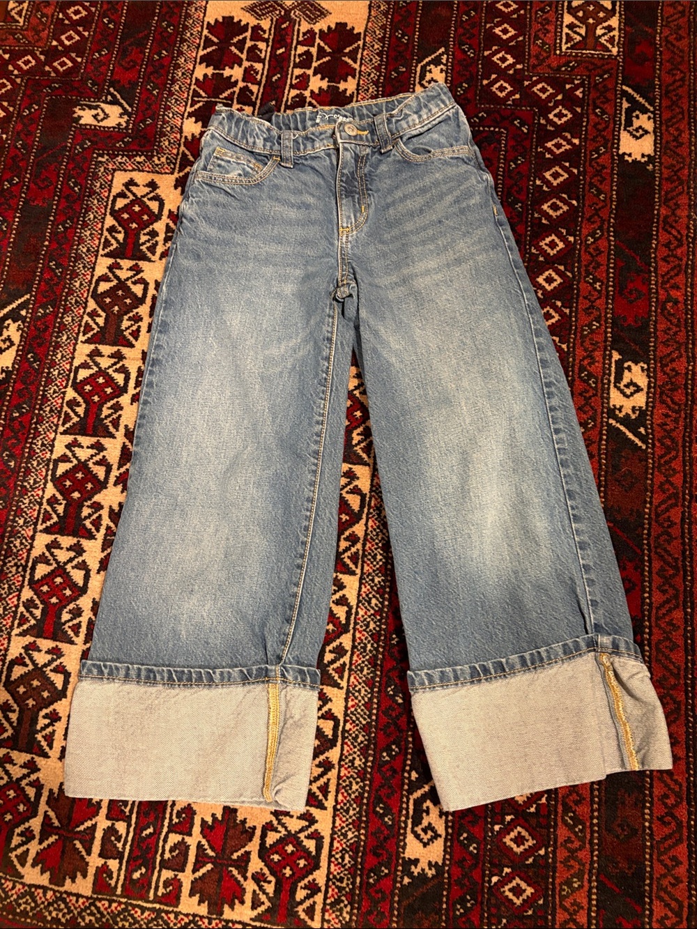art class Light Blue Wide-Leg Cuffed Kids Jeans